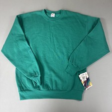 Jerzees Vintage Teal Green Blank Crewneck Sweatshirt Made in USA Size L NWT