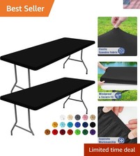 Versatile Elastic Fitted Tablecloths, 2 Pack, for Stylish Indoor/Outdoor Use