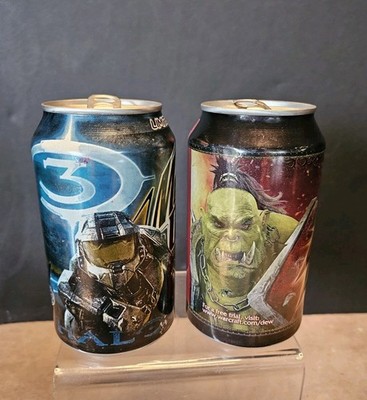 Vtg Mountain Dew Game Fuel Collectible Cans Lot,Halo 3 (07) & World Warcraft(08)