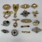 Lot of 16 Vintage 1928 BROOCH Pins Rhinestone Enamel Brooches Costume Jewelry