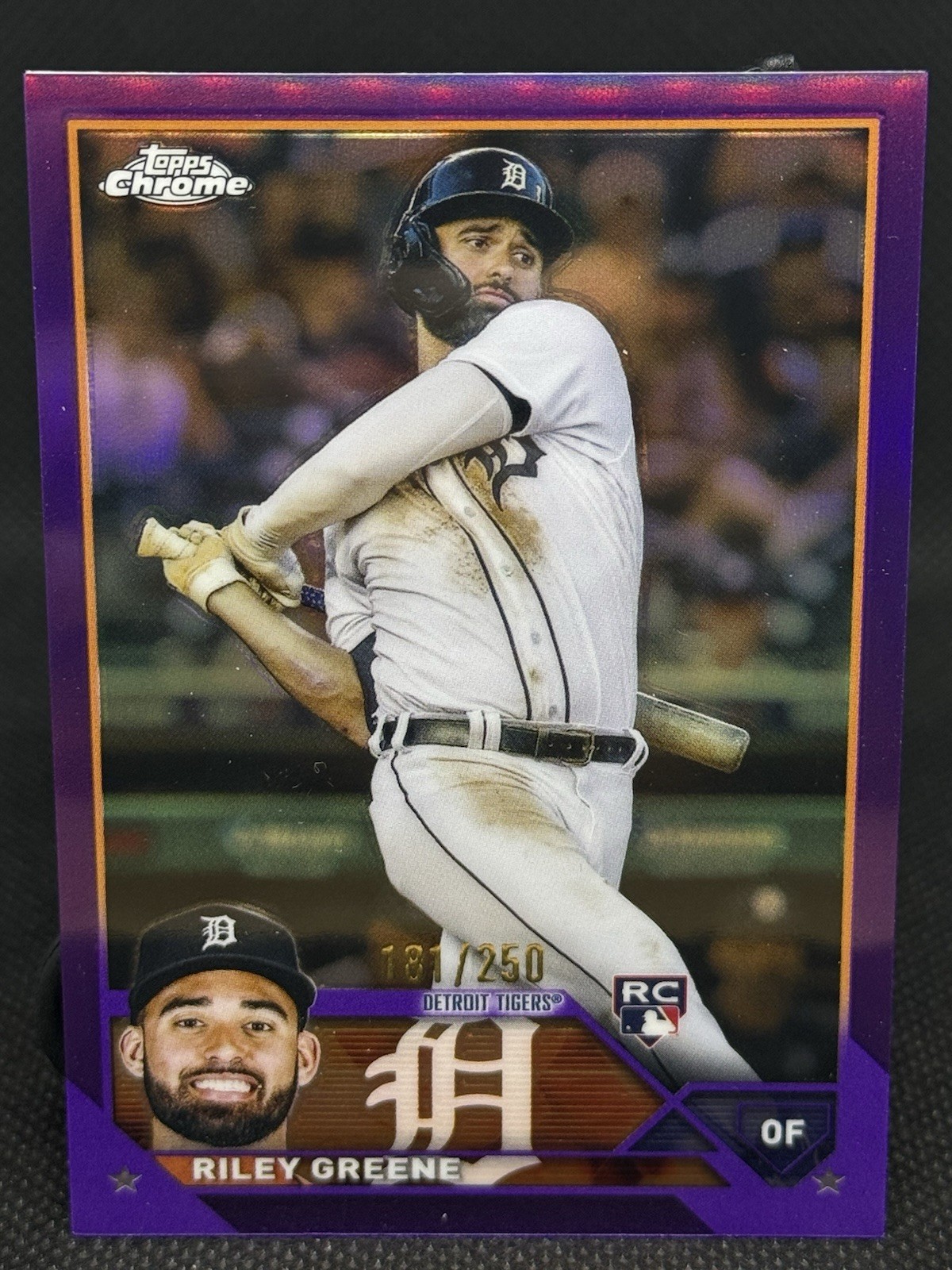 2023 Topps Chrome Riley Greene Purple Refractor Parallel RC /250 Tigers #182
