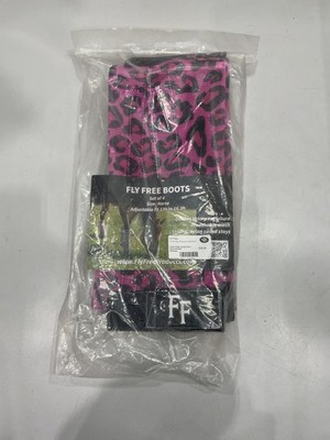 Fly Free Double Hook And Loop Enclosure Horse Boots, Pink Cheetah Set Of 4