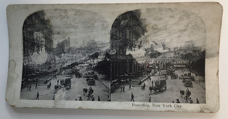 Antique Stereoview Postoffice New York City NYC NY Post Office Damaged