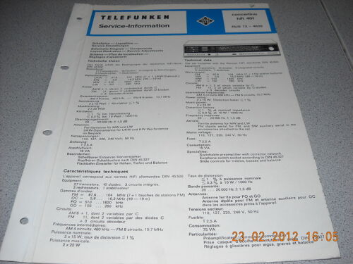 TELEFUNKEN Receiver Concertino HiFi 401 Service Manual - 第 1/1 張圖片