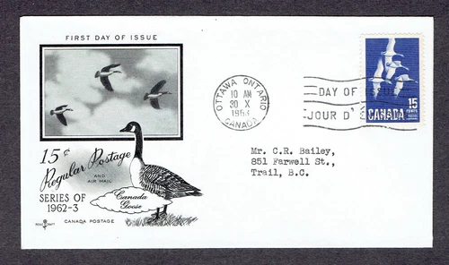 Canada FDC - 1963 - Canada Goose, Scott# 415, Rosecraft Cachet