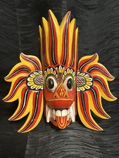 Vtg Ceylon Handmade Traditional Wall Hanging Wooden Handicraft Fire Mask