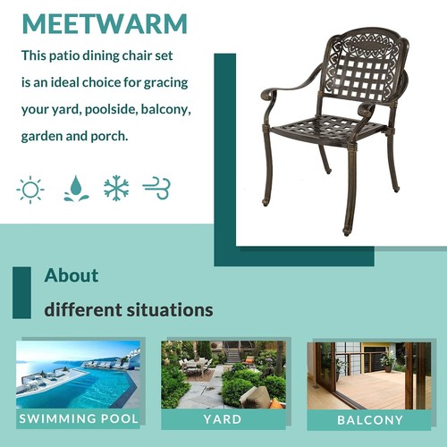 Set of 2 Patio Dining Chair Stackable Chairs Set Outdoor Cast Aluminum Chairs - Picture 8 of 16