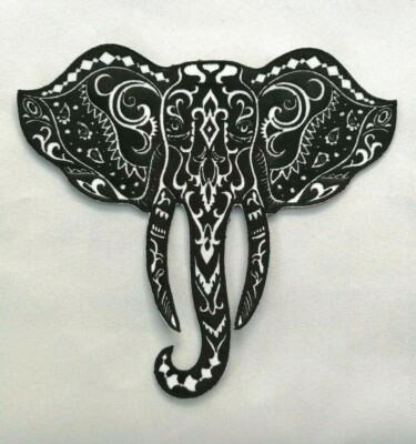 Skull Sugar Elephant Head Art Day of Dead symbol Embroidered
