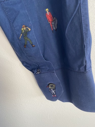 Camisa Paul Smith Para Hombre Mediana Azul Abotonada Manga Larga Personajes Italia - Imagen 9 de 18