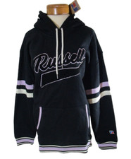 NWT Russell Athletic Womens Boyfriend Fit Script Hoodie XS Black MSRP 80