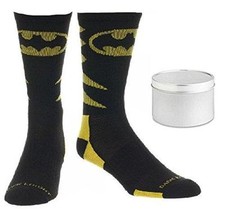 Batman Mens' Socks Active Crew Dark Knight 1 Pair  Tin 2 Piece Gift Set NWT