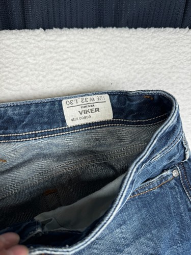 Diesel Viker Jeans Mens 32x30 Fits 33x31 Denim Distressed Blue Button Fly - Picture 6 of 15