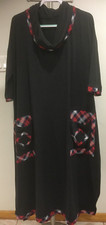 LE CHANA Bohemian Style Women 1XL-2XL Shift Dress Rich Gray Shawl Plaid Accent