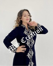 Sale!! Luxury Velvet Bedded Crystal Work Moroccan Dubai Kaftan Wedding Dress 488