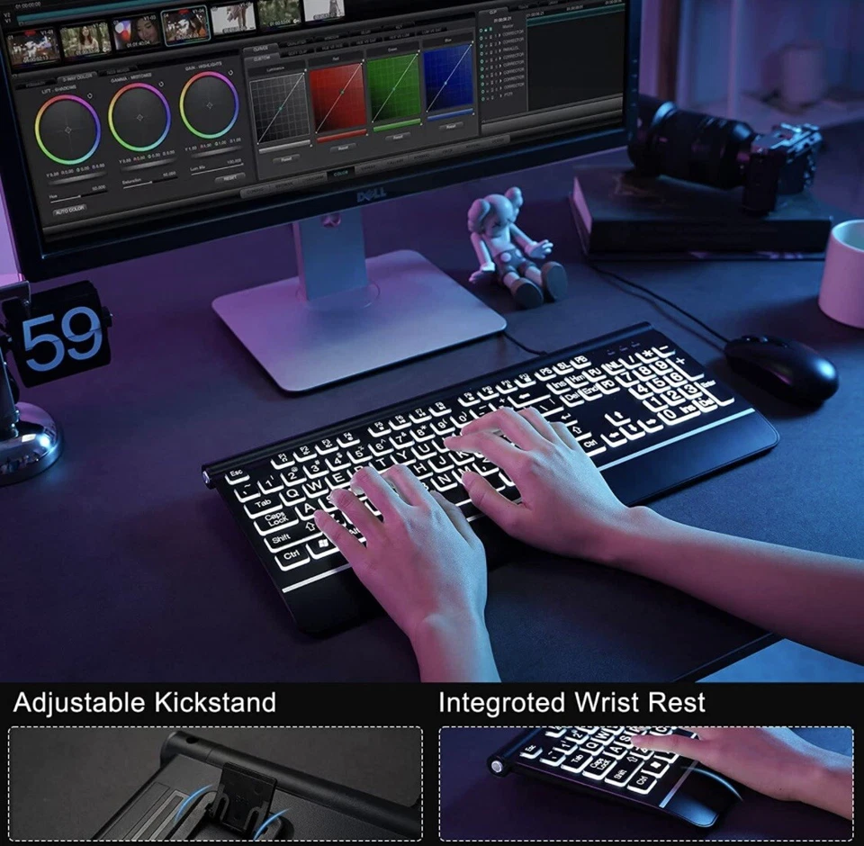 Jelly Comb Wired Backlit Black Wired Keyboard IWG-YFXG01- A0025 - Image 2 of 4