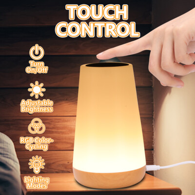 LED Touch Sensor Bedside Table Lamp Bedroom Night Light Rechargeable w/  Remote