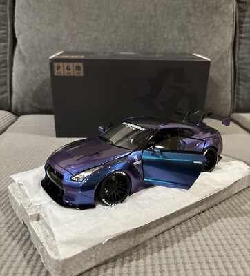 1/18 PGM Nissan GTR R35 LBWK Chameleon Purple Full Open Diecast with ...