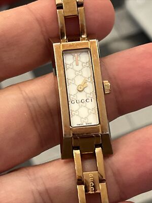 Rare Gucci 110 Steel Watch Mother of Pearl gold tone swiss ladies