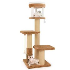 Multi-level Cat Furniture 166 cm Cat Tree with Scratching Posts-Caramel