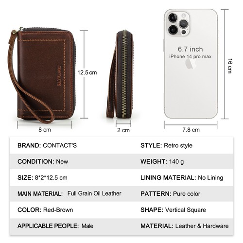 Contacts Leather RFID Keys Case Keys Bag Wallet AirTag 3 Cards Holder 6 Keychain - Picture 3 of 10