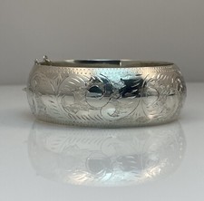 925 Sterling Silver Hinged Bangle Bracelet 7  Jewelry