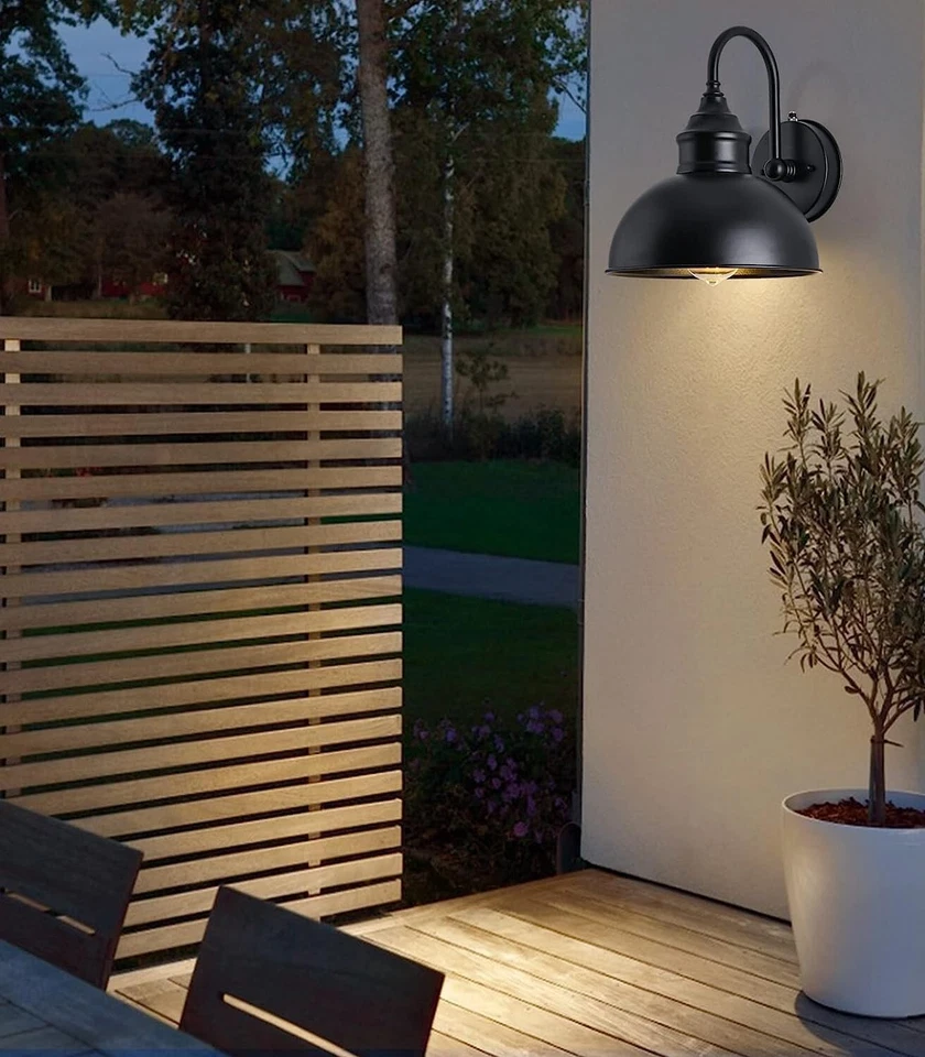 Juego de luces de granero de cuello de cisne para exteriores montaje en pared exterior sensor negro mate Cntrl Foto 4 de 4