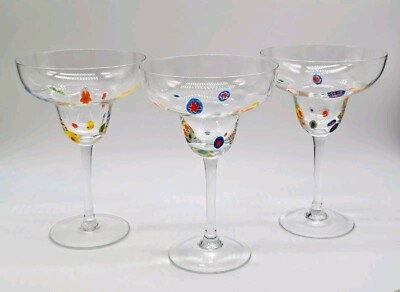 Classic Margarita Glass with a Colored Rim | Artisan Crafted