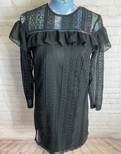 Women’s River Island Black Lace And Frill Detail Dress Size 8