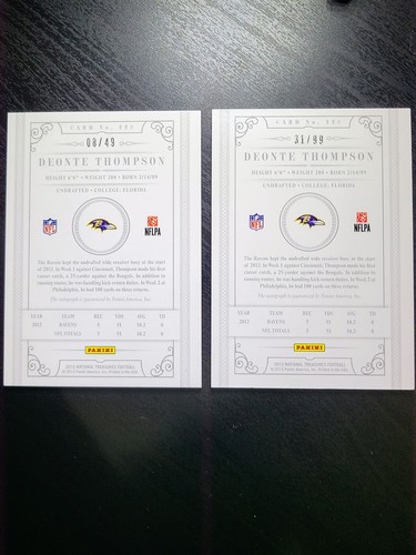 2012 Panini National Treasures #228 Deonte Thompson Rookie Gold Silver Lot - Picture 2 of 6