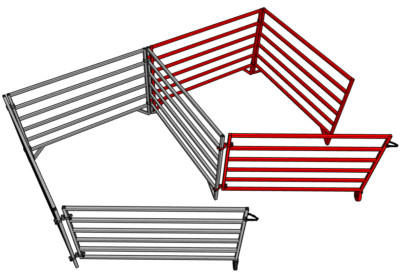 ALUMINUM 5 FT X 5 FT 6 RAIL 40'' TALL SHEEP & GOAT ADD-ON STALL KIT PANEL PEN