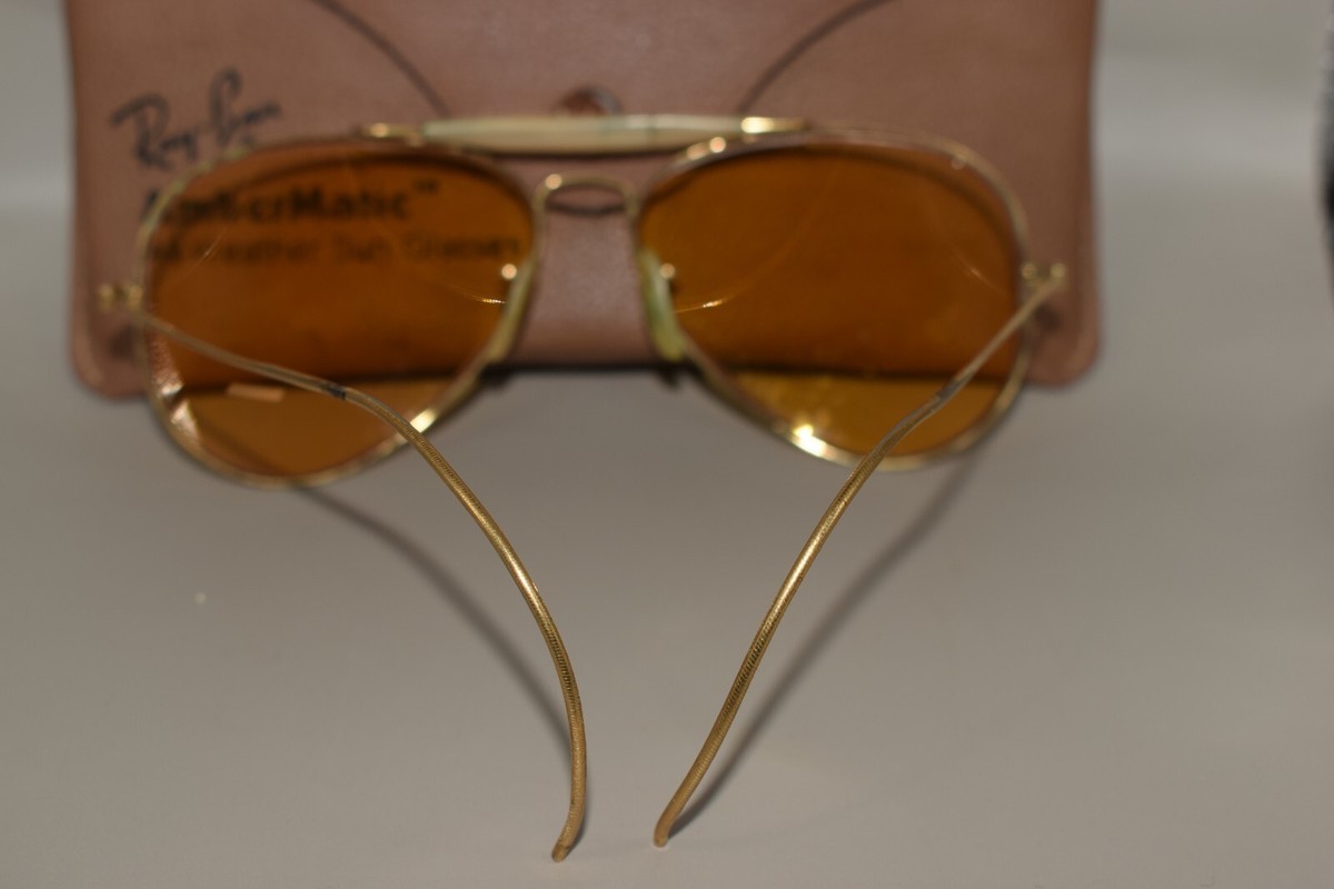 58-14 VINTAGE 60s B&L RAY BAN AMBERMATIC OUTDOORSMAN Aviator