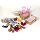 Lot of 28 Dollhouse Miniatures – Mixed Scale Furniture Food Kitchen Clothes Acce