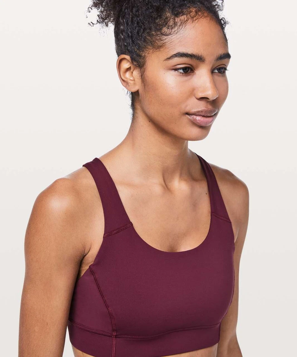 💕NWT Lululemon Power Through Bra Size 8 Deep Ruby Sold Out!!!