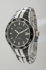 NEW* Pulsar PXH691 Black & Silver Tone Men's Bracelet $230