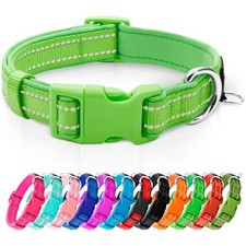 Reflective Dog Collar Soft Neoprene Padded Pet Collar with ID Tag Ring Adjust...