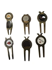 Set Of 6 USA Made VTG PGA Tour Brass Golf Divot Tool & Round Ball Marker Legacy 