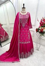 Aesthetic Wear Pure Chinnon Pink Top Lehenga With Dupatta For Women And Girls