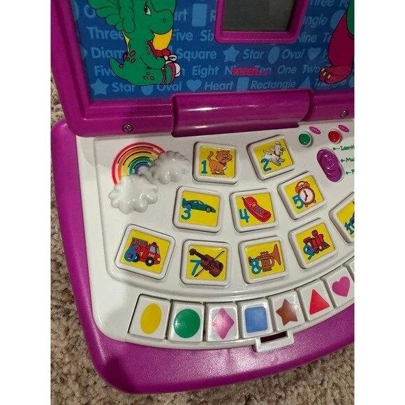 Barney's 学习笔记本电脑 复古教育玩具 日期 1999 互动 罕见 — 第 3/4 张图片