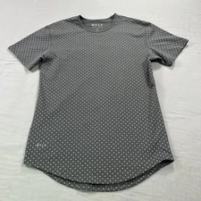 BYLT Shirt Mens Small Gray Polka Dots Drop Cut Lux Tech Performance Stretch Tee
