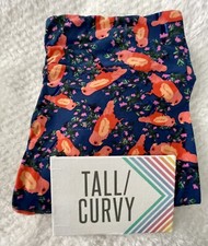   NEW LuLaRoe BIRD Leggings TC Tall Curvy So soft BLUE/ Peach