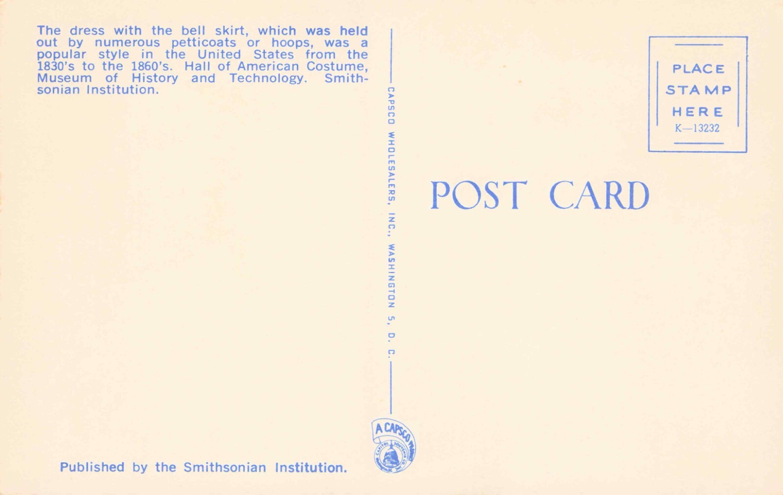 Lot of 5 Smithsonian American Costumes Vintage PCs. See Images!