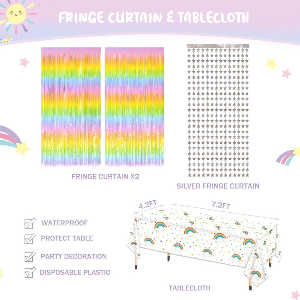 Rainbow Party Decorations, Pastel Colorful Birthday eBay