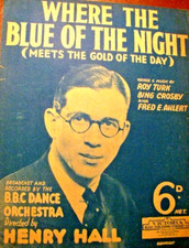 Hall WHERE THE BLUE OF THE NIGHT Spartito d'epoca-4 pg- copyright 1931