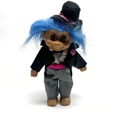 Vintage 1980's Russ Travis Troll Doll 8" Tall Wedding Groom Tuxedo