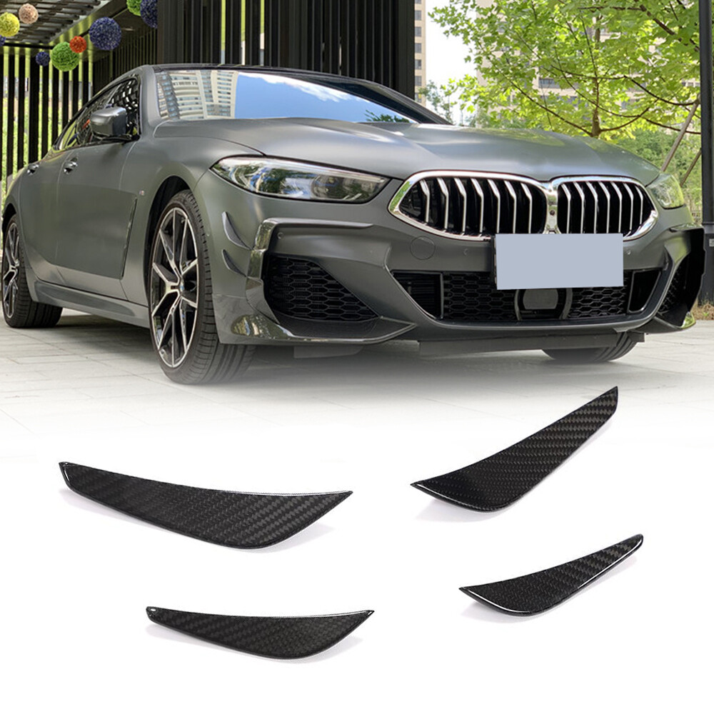For BMW 8 Series G14 G15 G16 Dry Carbon Front Bumper Splitters Canards Fins Lip
