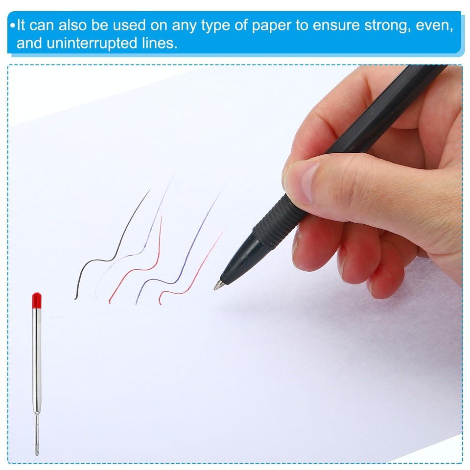 1mm Pen Ink Refills 12 Pcs Ballpoint Refill Medium Point Metal