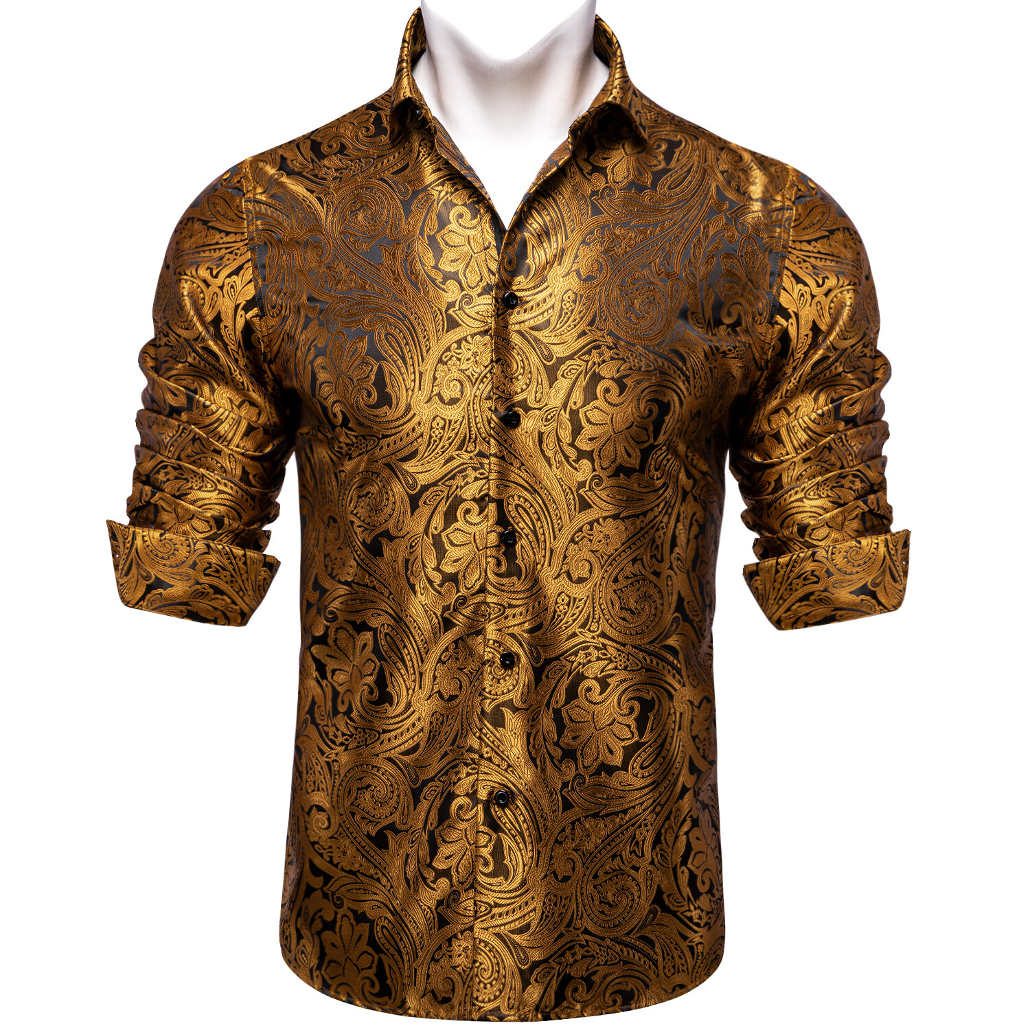 USA Mens Silk Long Casual Shirt Button Down Dress Shirt Blue Black