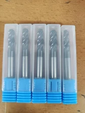 5 PCS 1/4" 4 Flute Ball Nose Carbide End Mill 2-1/2" Overall Length -TIALN COATE
