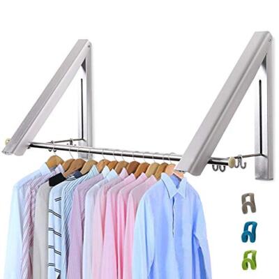 Foldable Wall Mounted Clothes Rail Pieces Coat Hanger Racks
