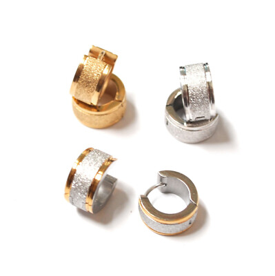 Schwarze Klapp-Creolen Mit Zirkonia Ohrringe Aus Edelstahl Schmal Poliert 13mm O